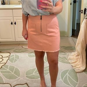 Salmon-y pink Madewell skirt